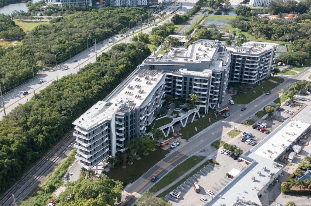 Aerial view of Aura North Miami Beach development